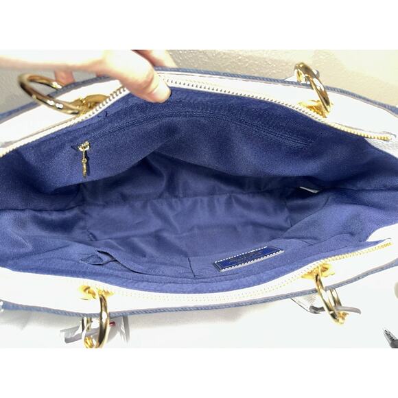 Samantha Vega Fulfilled Love Denim Faux Pearls Tote Bag New NWT - Picture 10 of 12